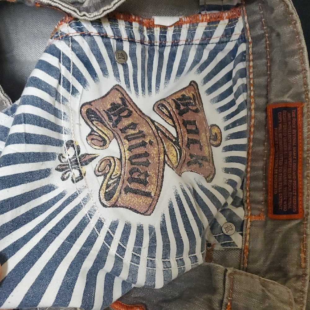 Rock Revival Light Gray Patch Detail Jeans - Picture 15 of 16